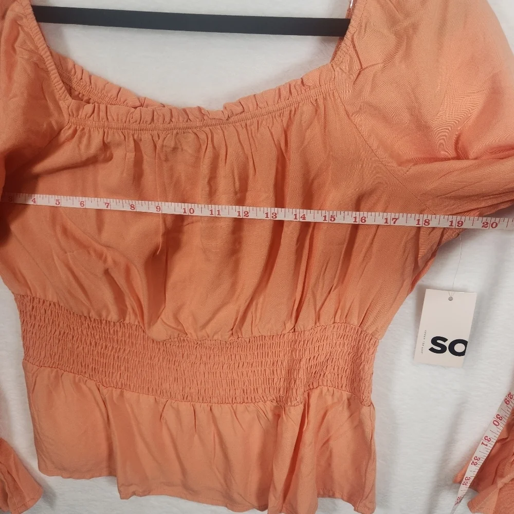 SO juniors' cropped smocked romantic top - JUNIORS XL
